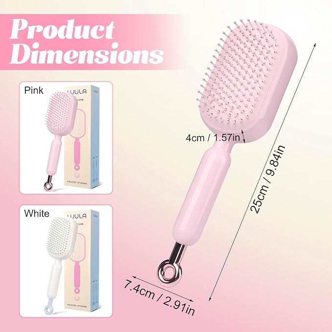 Self Cleaning Hair Brush, Retractable Hair Brush, Massage Comb With Retractable Bristles,Ergonomic Handle Hair Comb,One-pull Clean Anti Static Brushs, Hairs Styling Tools for All Hairs Types (Blue)