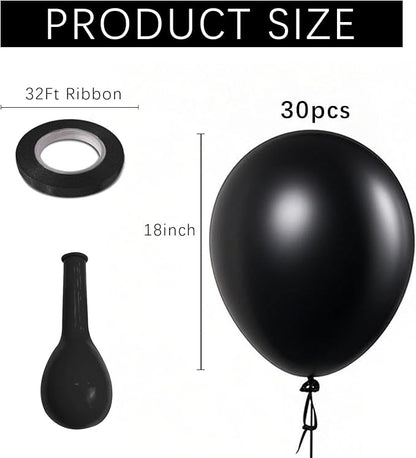 Black Balloons Party Decorations 30 Pack 18 inch Round Halloween Latex Balloons - Image 2