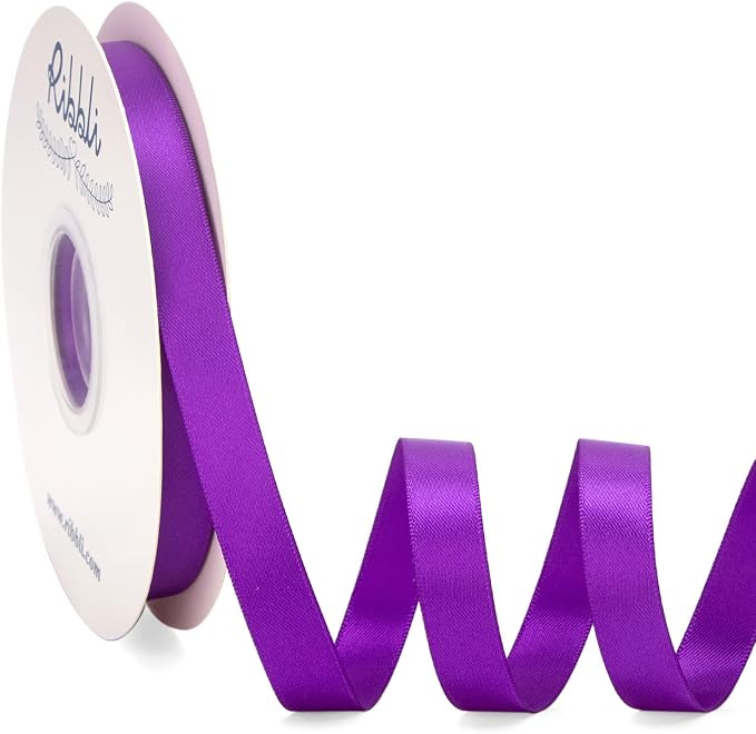 Ribbli Purple Satin Ribbon Double Faced Satin 1/2 inch x Continuous 50 by Ribbli