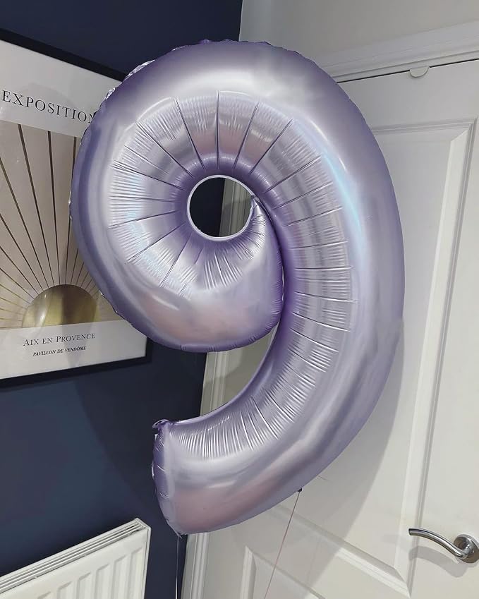 Number 9 Balloons 40 Inch for 9 19 Birthday Decorations, Cream Purple | Jumbo - Image 2