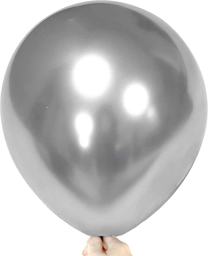 Firomi Metallic Chrome Big Silver Balloons 18-inch 12 Pack | Large Helium Shiny by Firomi