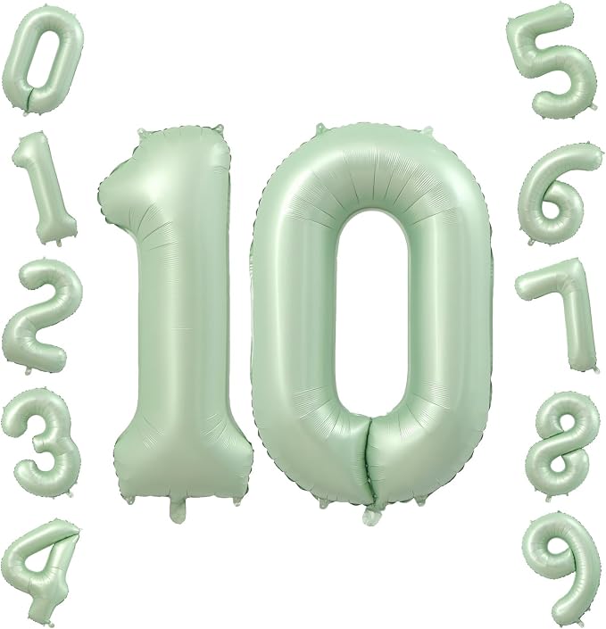 40 Inch Olive Green Number 10 Balloon by TNCDJKPA