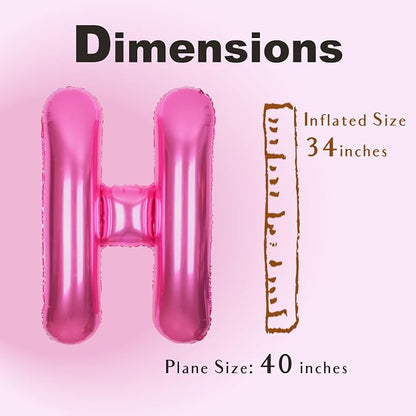 SUWEN 40 Inch Hot Pink Large H Letter Balloons Big Foil Helium Letter A-Z | - Image 6