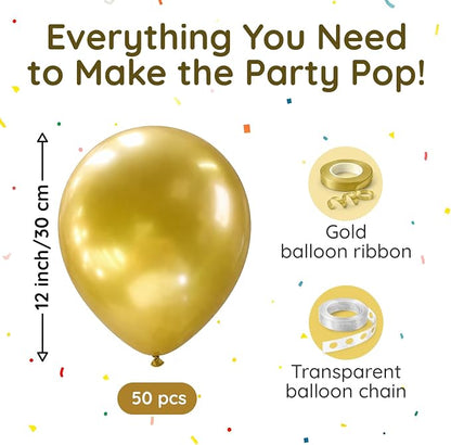ZENO Gold Balloons 50pcs 12 Inch Helium Grade Latex Balloons - Image 2