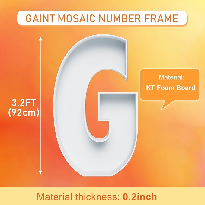 Marquee Letters 3FT Tall Mosaic Balloon Frame Pre-Cut Foam Board Letter G | - Image 2