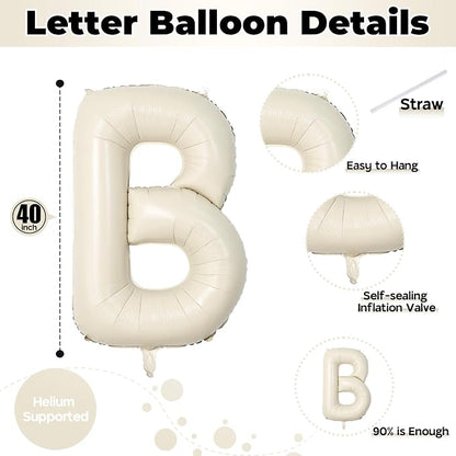 40 Inch Letter Balloons Cream, Big Alphabet B Foil Word Beige, Large Inflatable - Image 2