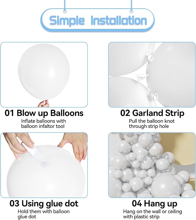 White Balloon Arch Kit 111Pcs 18 12 5 Inch Latex Party Balloons Garland - Image 4