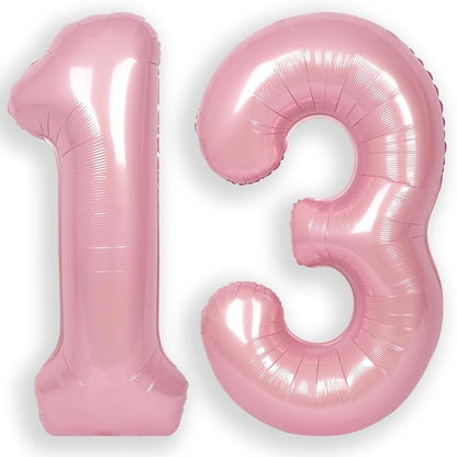 RainbowQ Pink 13 Balloon Number 40 Inch 0-40 Foil Large Balloons | Big Mylar 13 by RainbowQParty