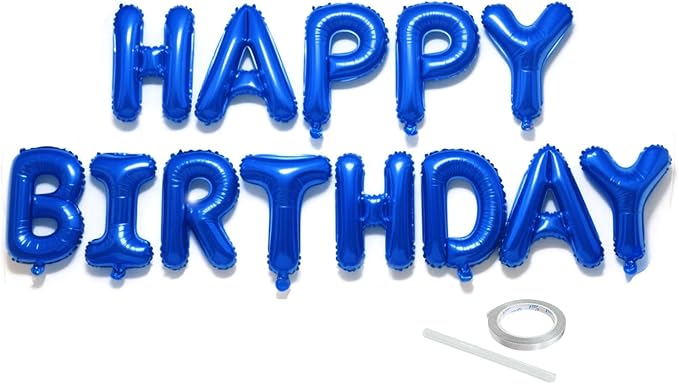 Dark Blue Happy Birthday Balloon Banner Set -16 Inch Foil Letters Balloons by KEJ