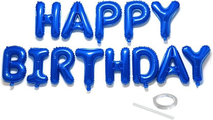 Dark Blue Happy Birthday Balloon Banner Set -16 Inch Foil Letters Balloons by KEJ