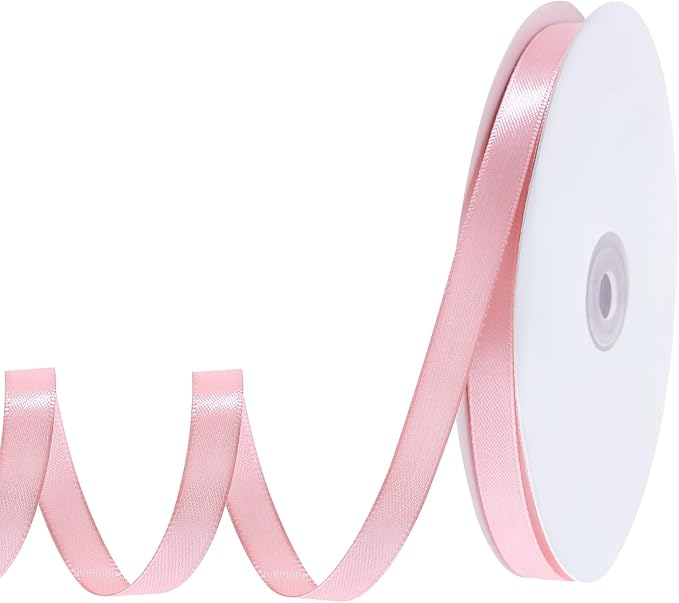 woric 120 Yards Pink Ribbon 3/8 Inch Craft Thin Satin Ribbons by woric