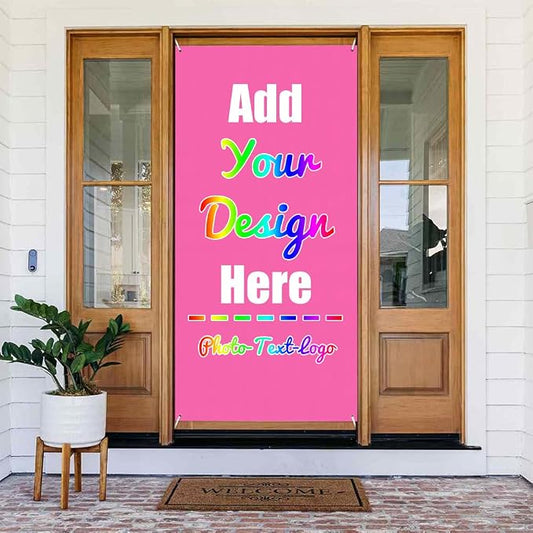 Custom Door Cover Banner, HotPink | Personalize, Photo Text Logo Name, by ZOLRITH