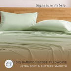 TOSMO Luxury Pillow Case Set of 2 - Cooling Viscose Derived from Bamboo, Oeko-TEX, Breathabl Silky Soft Pillow Cases with Envelope Closure (Queen, Light Green)