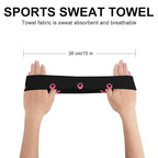 Headband Non Slip Sports Sweatband for Men & Women (Neon Pink Ribbon Breast Cancer Awareness)