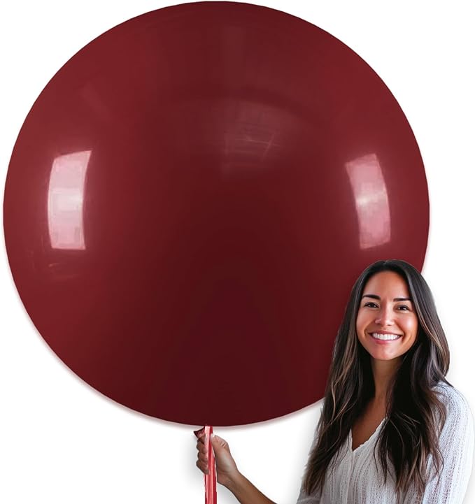 PartyWoo Burgundy Balloons 4pcs Dark Red Maroon Ruby Red Color | 36 Inch by PartyWoo