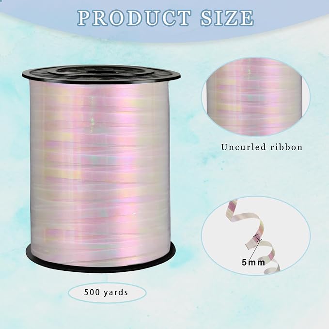 500 Yard Iridescent White Ribbon, 1/5" Ribbon Curling - Image 2