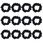 Pack of 12 Cotton Hair Scrunchies Single Jersey Solid Color Ponytail Holders Hair Ties for Girl (Black)