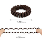 Spiral Hair Ties (Cloth Coffee, 12 Pcs), Coil Ponytail Holder for Thick Hair, No Crease Phone Cord Ties for All Hair Types with Plastic Spiral