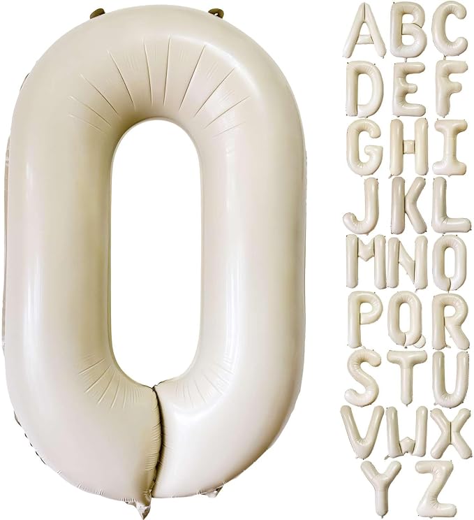 Cream White Letter O Balloons, 40 Inch Giant Letter Balloons O Foil Mylar by Lovoir