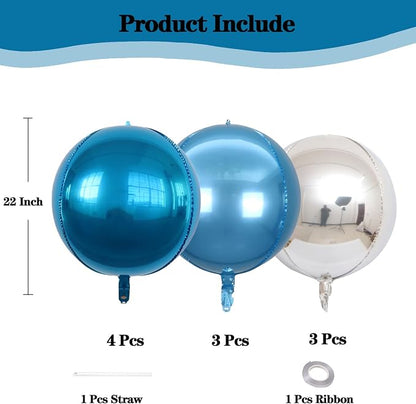 22 Inch Blue and Silver Foil Balloons - Image 2
