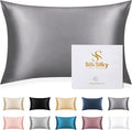 SilkSilky 100% Mulberry Silk Pillowcase - Pure 22 Momme High-Grade 6A Fibers for Hair & Skin, Envelope Closure, Natural, Organic, Breathable & Cooling Pillow Case (King, Dark Gray)