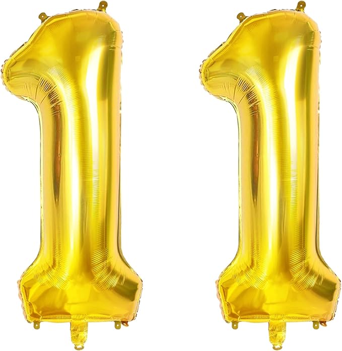 Number 11 Balloons for 11th Birthday Party Decorations, 0-100 Large Gold Foil by Joycard