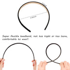 Wecoe Black Narrow Satin Headbands, 10pcs Non Slip Fashion Hair Bands for Women' Hair - Holiday & DIY Accessories
