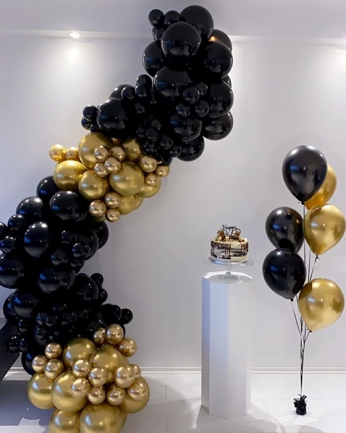 Black and Gold Balloon Arch Garland Kit 153pcs - Image 5