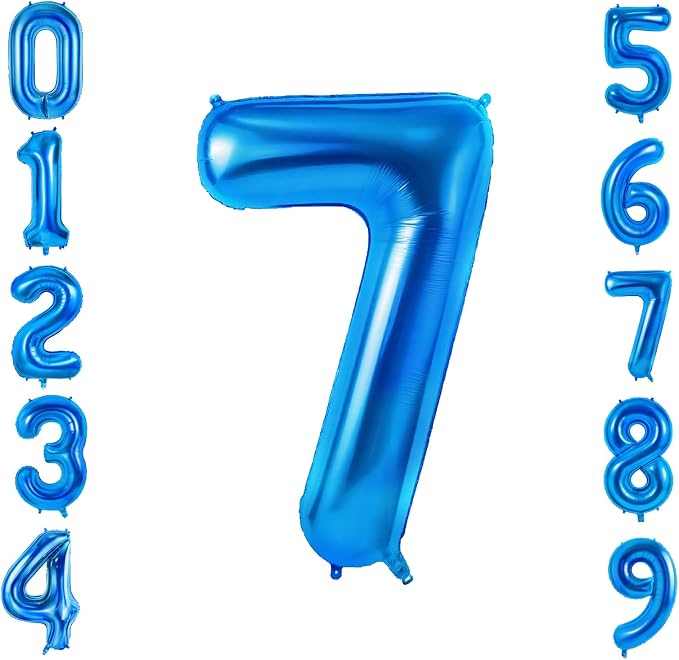 Number 7 Balloons for 7th Birthday Party Decorations, 0-100 Large No.7 Balloons by Joycard