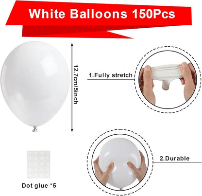 Patimate White Balloons 150pcs 5 Inch White Latex Party Balloons | Engagement - Image 3