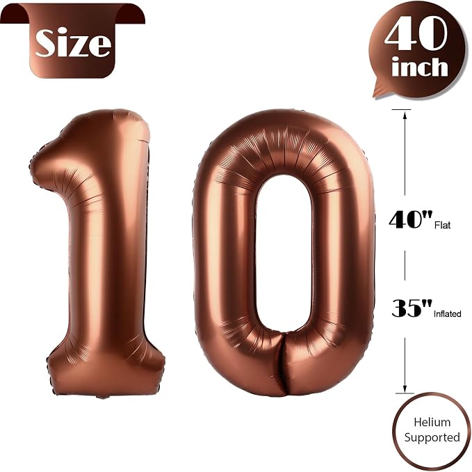 Brown Number 10 Balloon 40 Inch - Image 5