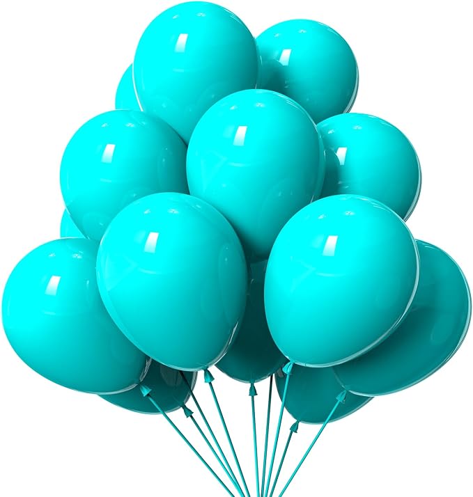 KBZVNAF Teal Latex Party Balloons 50 Pack 12 inch | Turquoise Helium Matte by KBZVNAF