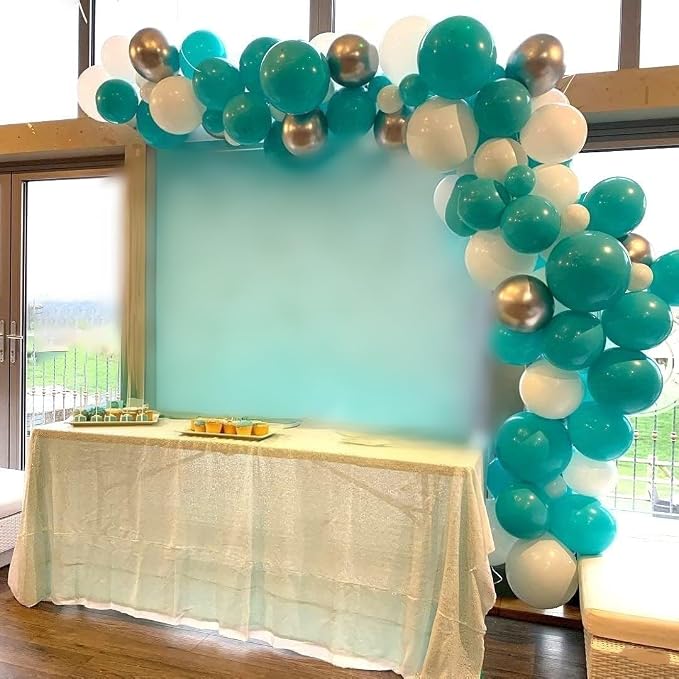 Balloons Teal Blue White Silver 12inch Mettalic Chrome Silver Confetti Balloon - Image 3