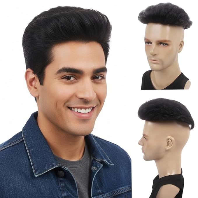 H&Bwig Men Short Toppers Hairpiece Clip in Hair Extensions for Covering White Loss Hair Toupee (6060#2)
