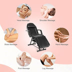 Artist hand Facial Tattoo Chair Massage Bed Salon Lash Chair for Eyelash Extensions Tattoo Table Salon Chair with Trays (Black 1)