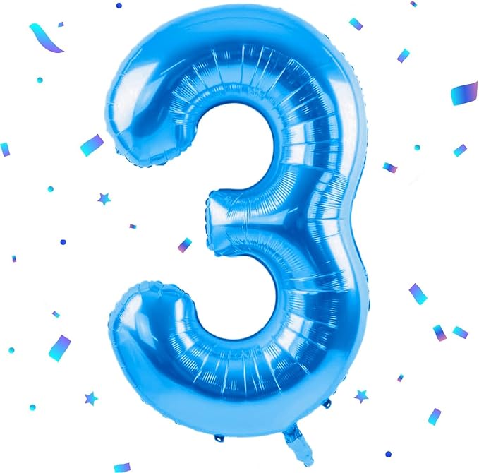 40 inch Blue Number Balloon Giant Foil Helium Balloons Blue Number 3 Balloon by Yeodong