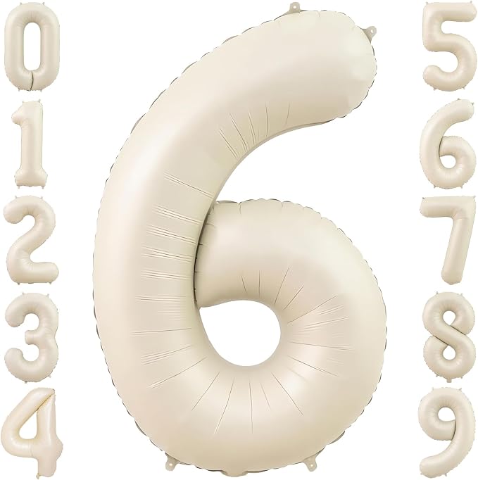 40 Inch Cream Foil Number 6 Balloon by TNCDJKPA