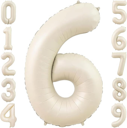 40 Inch Cream Foil Number 6 Balloon by TNCDJKPA