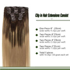 GOO GOO Clip in Hair Extensions Real Human Hair, Remy Human Hair Extensions Clip ins for Women, Natural Human Hair, 14inch 120g 7Pcs, 4/18 Balayage Chocolate Brown Highlighted Dirty Blonde