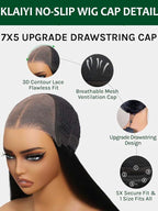 KLAIYI Bye Bye Slip™ Loose Body Wave Wig Layer Side Part 200% Density 7X5 Pre Cut Lace Front Wigs Human Hair Drawstring Glueless 30S Ready to Wear and Go Beginner Wig Pre Plucked Bleached Knots 18Inch