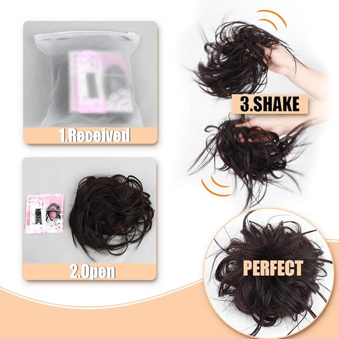 HMD Tousled Updo Messy Bun Hair Piece Hair Extension Ponytail With Elastic Rubber Band Updo Extensions Hairpiece Synthetic Hair Extensions Scrunchies Ponytail Hairpieces for Women (18t613#)