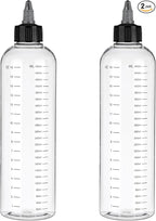 16.9oz Applicator Bottle for Hair, 2 PCS Twist-On Top Tip Cap Hair Color Bottle Applicator for Hairs with Graduated Scale, Clear Squeeze Bottles Plastic Hairs Dye Bottles, Hair-Oiling Container, 500ml