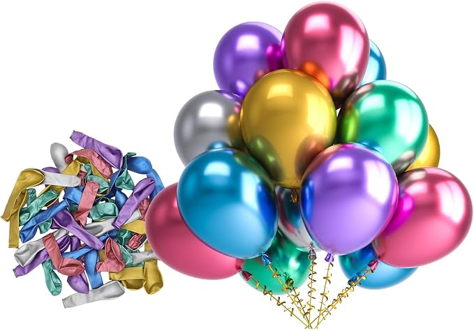 Bezente Metallic Chrome Latex Matte Party Balloons 150 Pack 5 inch Small | by Bezente