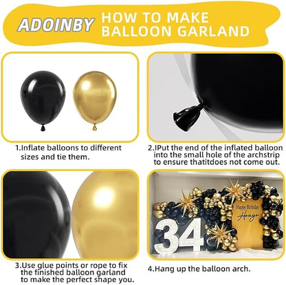 Black and Gold Balloon Arch Kit - Image 3