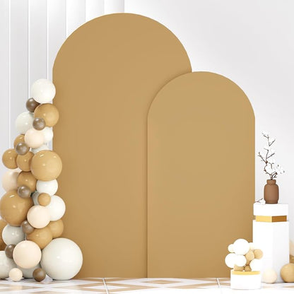 FANPROMS Khaki Arch Cover Set of 2 Arch Backdrop Stand Cover 6FT 7.2FT Spandex - Image 2