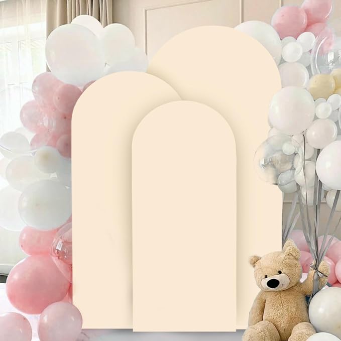 FANPROMS Beige Arch Cover Set 6FT 6.6FT 7.2FT Spandex Arch Stand Covers Chiara - Image 6