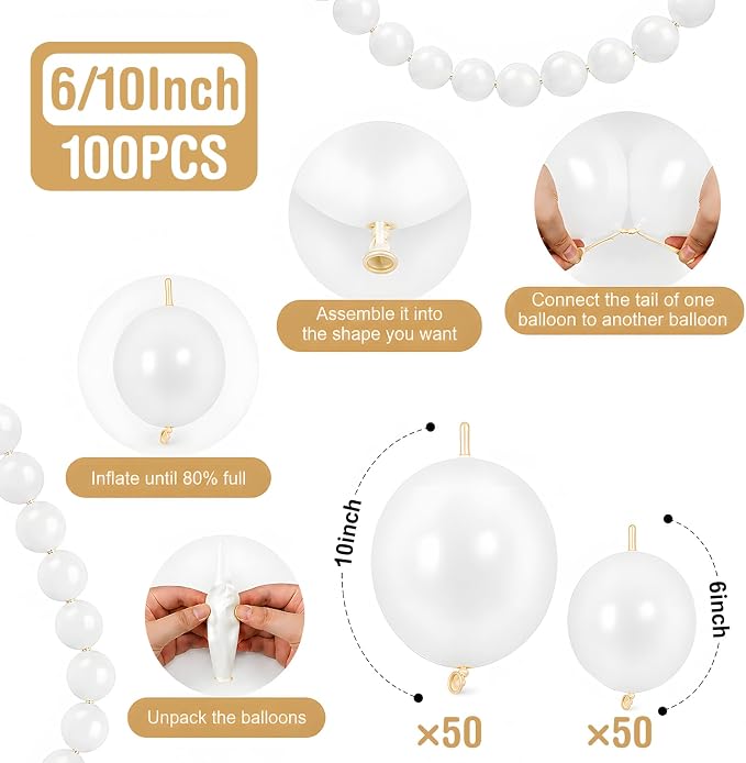 White Linking Balloons - Image 2