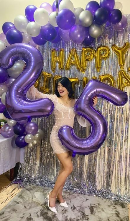 Purple Number 2 Balloon 40 inch, Balloon numbers party supplies, deco photo - Image 4