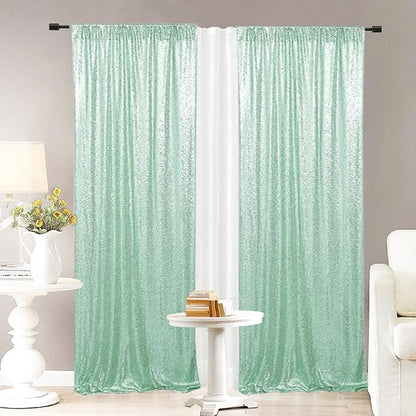 Eternal Beauty Mint Green 3mm Sequin Backdrop 2x8 Ft 2 Pack Wedding | Dense - Image 7