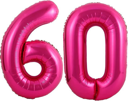 40 Inch Hot Pink 60 Number Balloons Giant Jumbo Huge 60 Foil Mylar Helium by LHOAVWE